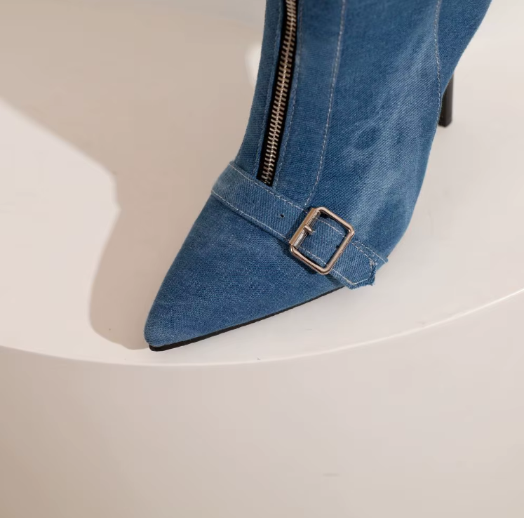Rebeka | Klasični denim škornji z zaponko