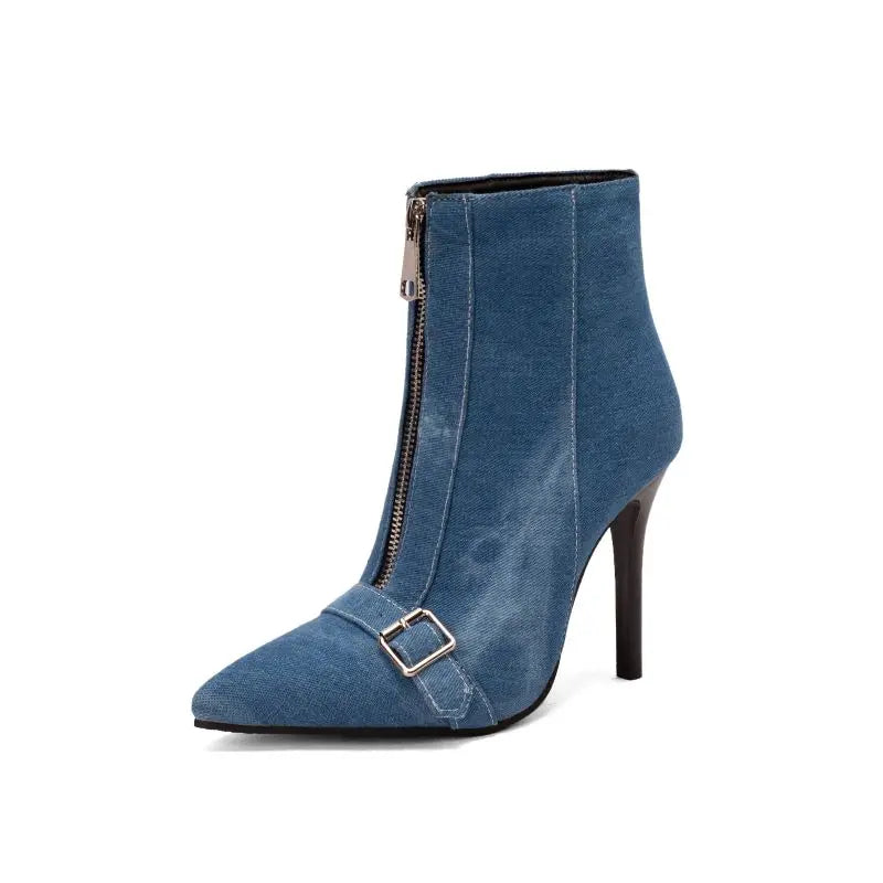 Rebeka | Klasični denim škornji z zaponko